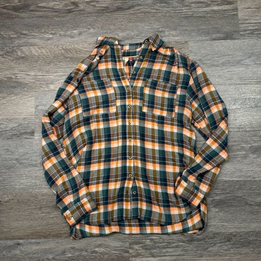 Anthropologie Pilcro Plaid Flannel Button Down oversized top Women’s M relaxed